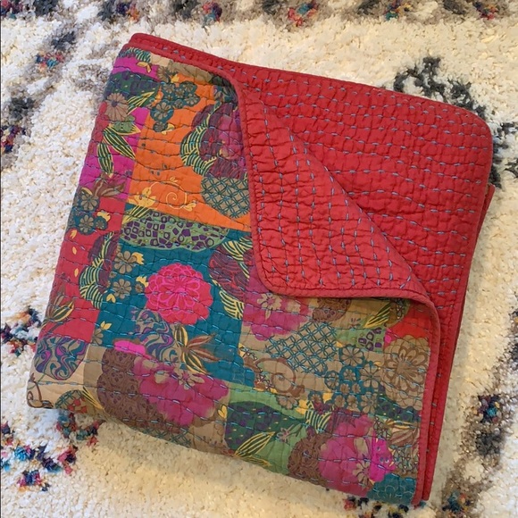 Other - Patchwork floral bohemian quilt and two cases